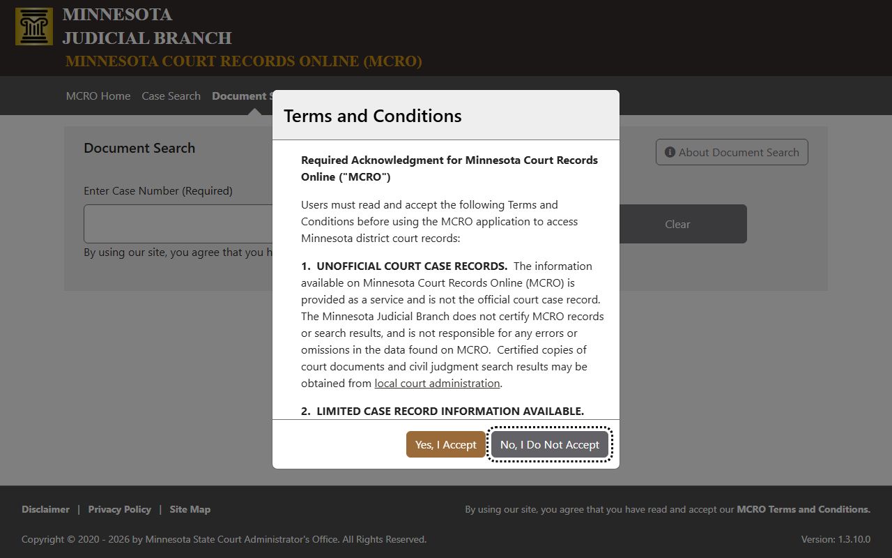 MCRO Document Search for Washington County court records