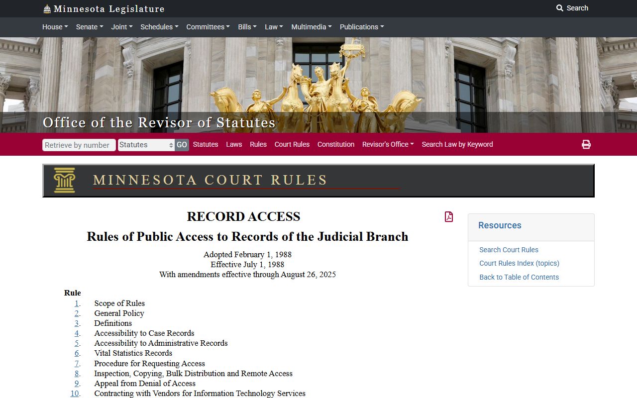 Rules of Public Access to Records of the Minnesota Judicial Branch for Washington County