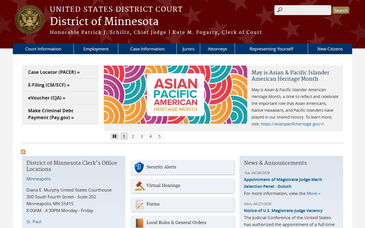 U.S. District Court for the District of Minnesota serving Washington County