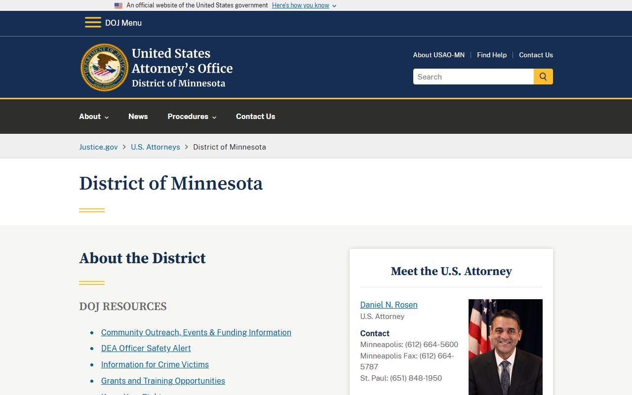 U.S. Attorney's Office for the District of Minnesota serving Washington County