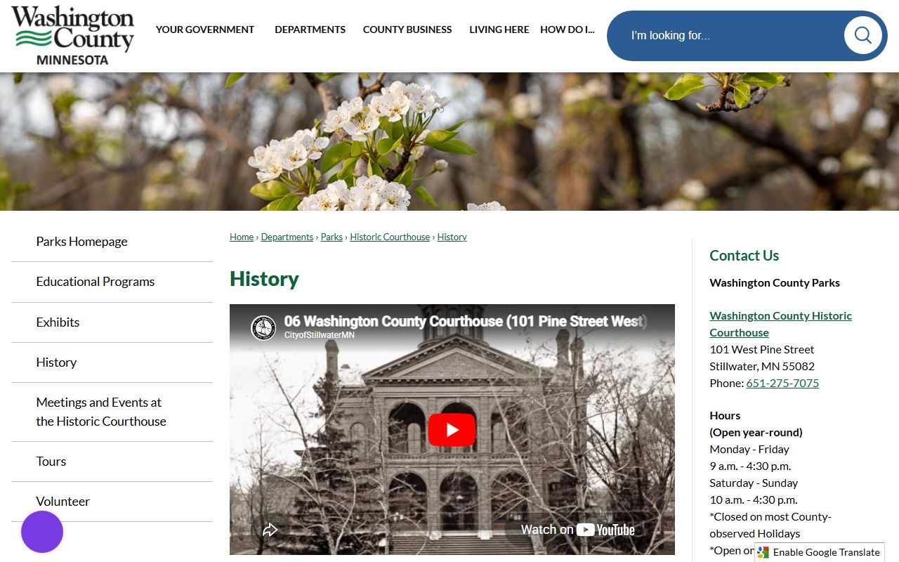 Washington County Historic Courthouse page, not the modern court records office